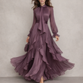 Fenella | Chiffon Bow Neck Tiered Maxi Dress