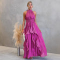 Celestia | Halter Neck Ruffle Maxi Dress