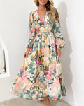Arabella | Floral Print Lantern Sleeve Maxi Dress