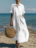 Alice | Pintuck Linen Shirt Maxi Dress