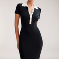 Black Maxi Dress with Short Sleeves