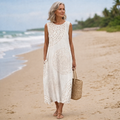 Ottoline | Circle Embroidered Linen Maxi Dress