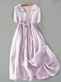 Isla | Peter Pan Collar Linen Maxi Dress