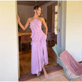 Lavender | Ruffled Halter Maxi Dress