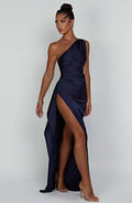 Women’s Asymmetric Evening Maxi Dress – Elegant Gown with High Split