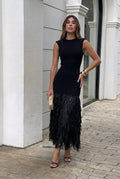 Matilda | Fringe Hem Fitted Maxi Dress