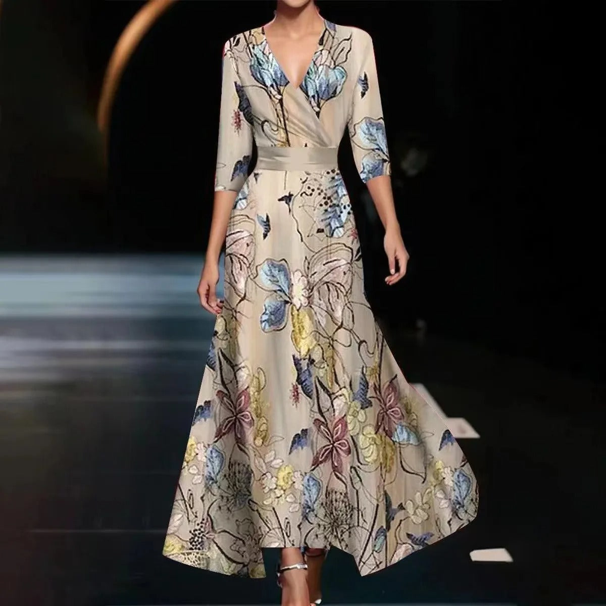 Melissa | Botanical Jacquard Wrap Midi Dress